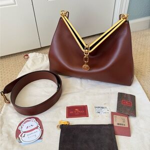 Etro Vela Large Cognac Brown Leather Handbag